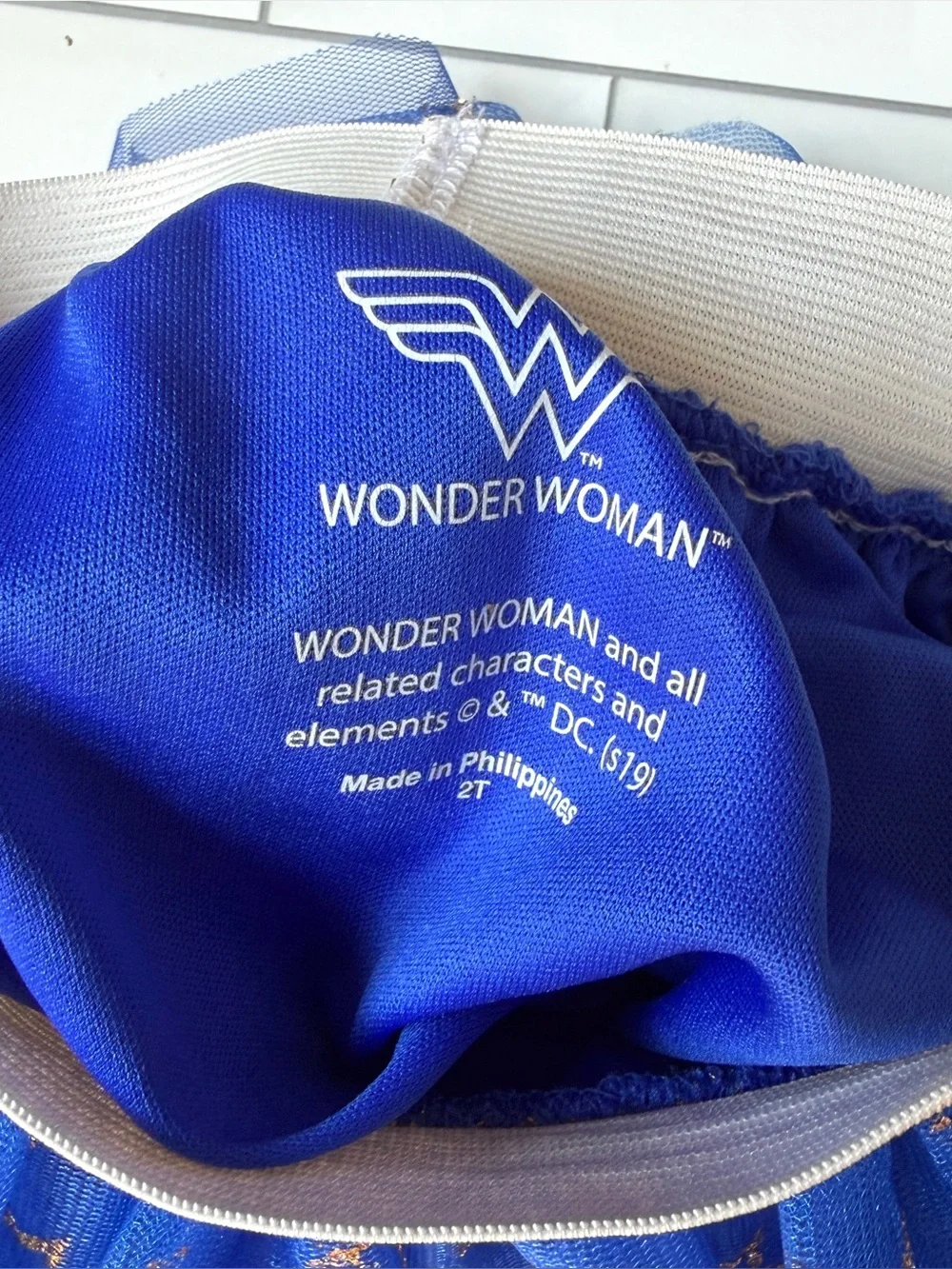 2T🌟 Wonder Woman Toddler Girls Tulle Blue & Gold Lurex Stars Layered Skirt